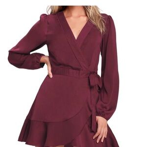 Preowned Lulus size small Elegant Burgundy Wrap Dress